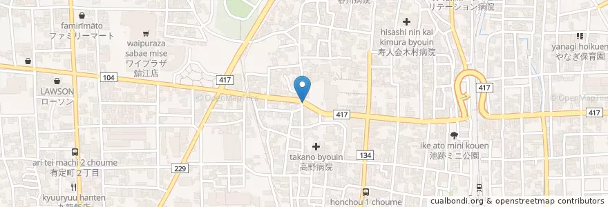 Mapa de ubicacion de 小部歯科医院 en ژاپن, 福井県, 鯖江市.