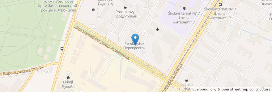 Mapa de ubicacion de Бакинский бульвар en Russia, Distretto Federale Centrale, Москва, Юго-Западный Административный Округ.