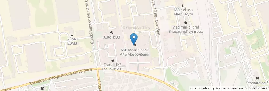 Mapa de ubicacion de АКБ Мособлбанк en Russland, Föderationskreis Zentralrussland, Oblast Wladimir, Городской Округ Владимир.