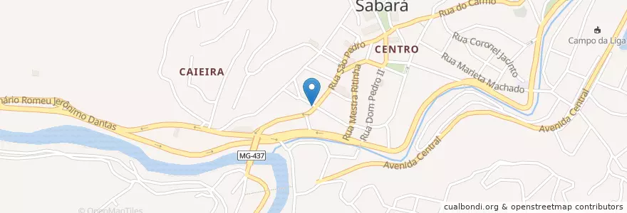 Mapa de ubicacion de Chafariz do Kaquende en Brasil, Região Sudeste, Minas Gerais, Região Geográfica Intermediária De Belo Horizonte, Região Metropolitana De Belo Horizonte, Microrregião Belo Horizonte, Sabará.