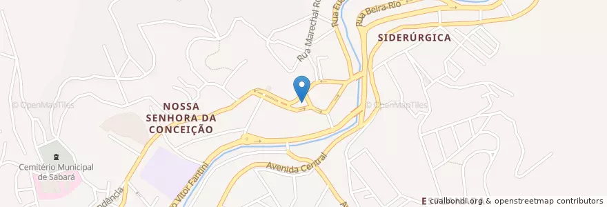 Mapa de ubicacion de Chafariz da Praça Getúlio Vargas en ブラジル, 南東部地域, ミナス ジェライス, Região Geográfica Intermediária De Belo Horizonte, Região Metropolitana De Belo Horizonte, Microrregião Belo Horizonte, Sabará.
