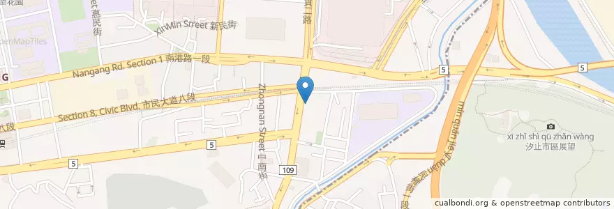 Mapa de ubicacion de 世展牙醫 en 臺灣, 新北市, 臺北市, 南港區.