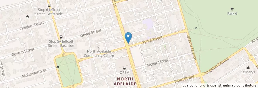 Mapa de ubicacion de Cafe Fellini en Australia, Australia Meridional, Adelaide, Adelaide City Council.