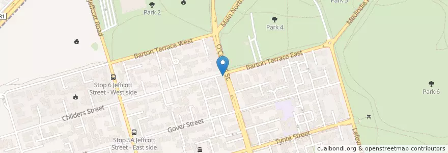 Mapa de ubicacion de Cafe Pellegrini en Австралия, Южная Австралия, Adelaide, Adelaide City Council.