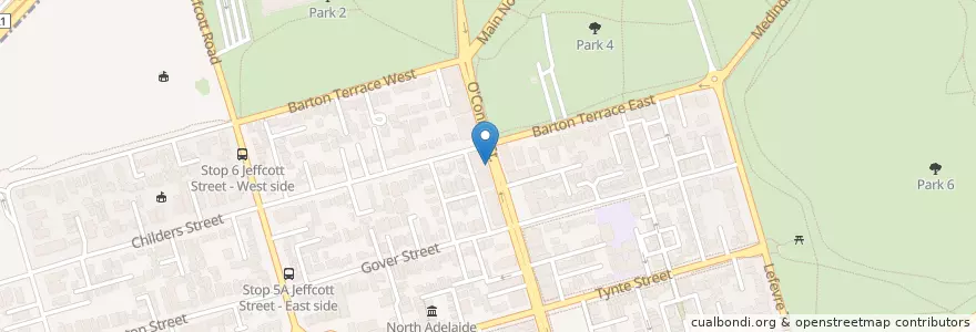 Mapa de ubicacion de Chuck Wagon en 오스트레일리아, South Australia, Adelaide, Adelaide City Council.