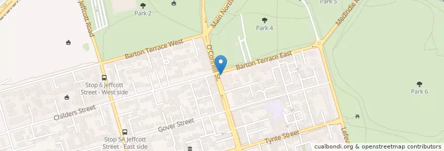 Mapa de ubicacion de Cafe Palazzo en 오스트레일리아, South Australia, Adelaide, Adelaide City Council.