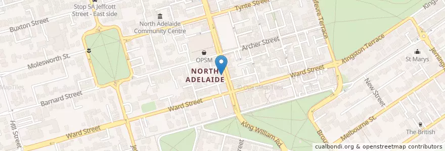 Mapa de ubicacion de ANZ North Adelaide en 오스트레일리아, South Australia, Adelaide, Adelaide City Council.