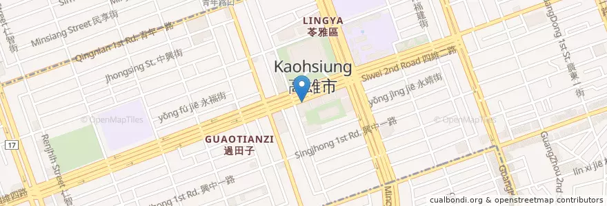 Mapa de ubicacion de Starbucks 統一星巴克 en Taiwán, Kaohsiung, 苓雅區.