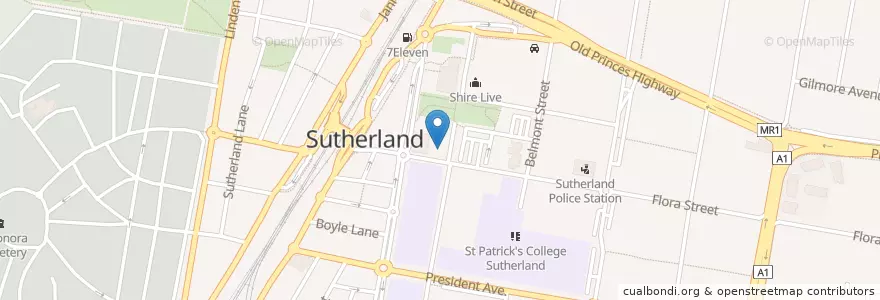 Mapa de ubicacion de Sutherland Uniting Church en Australië, Nieuw-Zuid-Wales, Sutherland Shire Council, Sydney.
