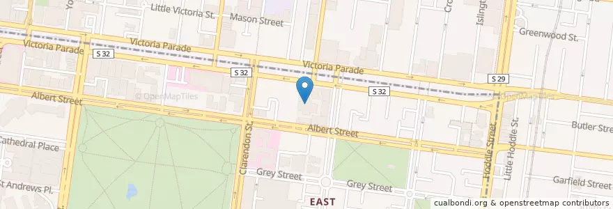 Mapa de ubicacion de Tribeca Pizza en Australia, Victoria, City Of Yarra, City Of Melbourne.