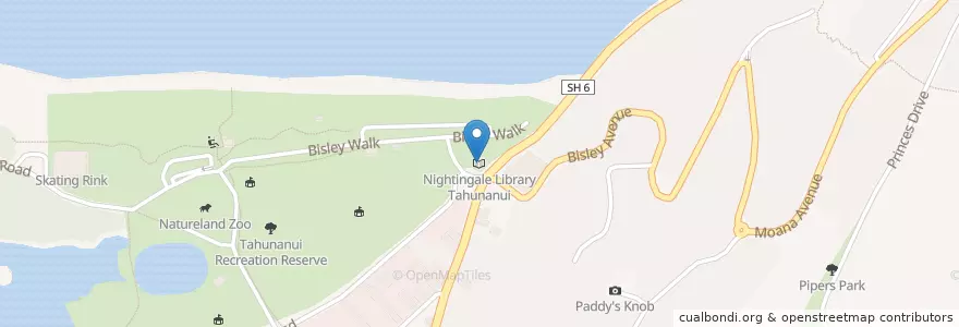 Mapa de ubicacion de Nightingale Library Tahunanui en نيوزيلندا, Nelson.
