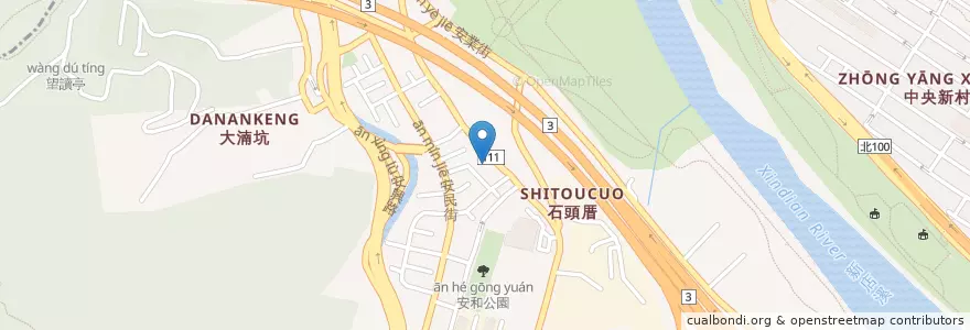 Mapa de ubicacion de 阿昌意麵 en تایوان, 新北市, 新店區.