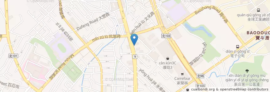 Mapa de ubicacion de 摩斯漢堡 en 臺灣, 新北市, 新店區.