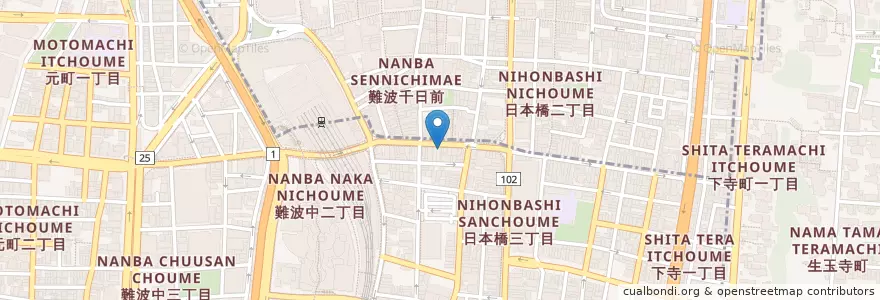 Mapa de ubicacion de カフェ・ベローチェ en Japão, 大阪府, 大阪市, 浪速区.