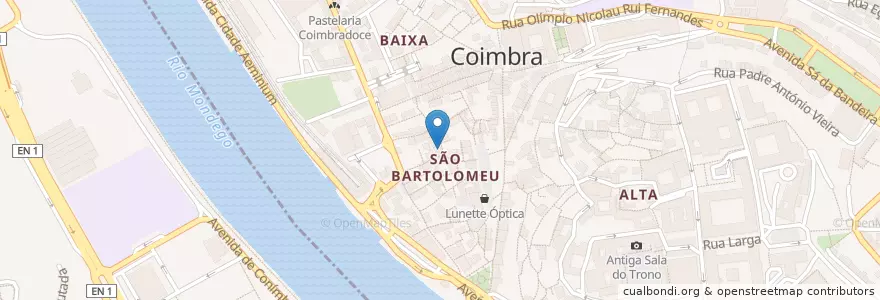 Mapa de ubicacion de Adega do Paço do Conde en البرتغال, الوسطى, مونديغو السفلى, قلمرية, قلمرية, Sé Nova, Santa Cruz, Almedina E São Bartolomeu.