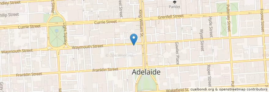 Mapa de ubicacion de The Lobby on Waymouth en 오스트레일리아, South Australia, Adelaide, Adelaide City Council.