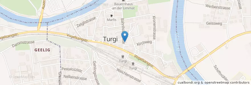 Mapa de ubicacion de Tasty Diner en Suisse, Argovie, Bezirk Baden, Untersiggenthal, Turgi.