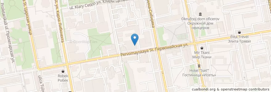 Mapa de ubicacion de Кулинаръ en Russie, District Fédéral De L'Oural, Oblast De Sverdlovsk, Городской Округ Екатеринбург.