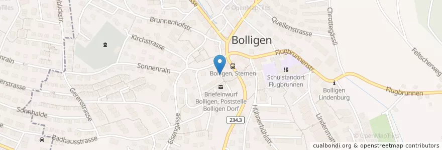 Mapa de ubicacion de Bolligen, Parkhaus (Eingang bei Apotheke Wyss) en سويسرا, برن, Verwaltungsregion Bern-Mittelland, Verwaltungskreis Bern-Mittelland, Bolligen.