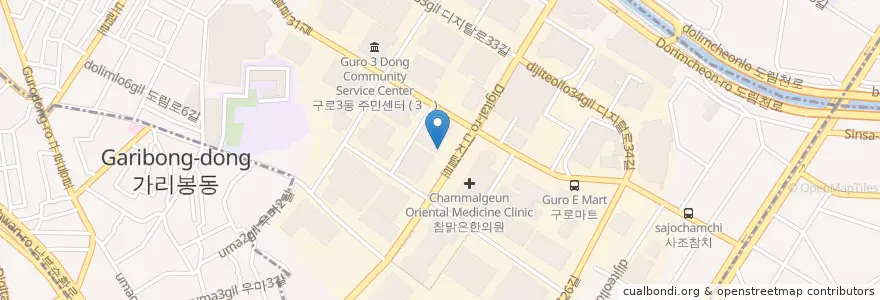 Mapa de ubicacion de 星巴克 en 韩国/南韓, 首尔, 九老區.