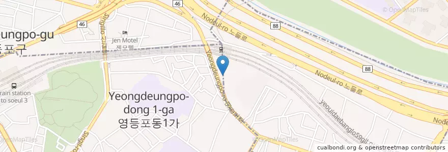Mapa de ubicacion de 신길공영주차장 en Corea Del Sur, Seúl, 영등포구, 신길1동, 영등포본동.