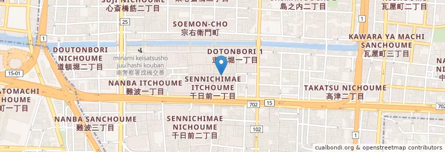 Mapa de ubicacion de ふぐくじら en 日本, 大阪府, 大阪市, 中央区.