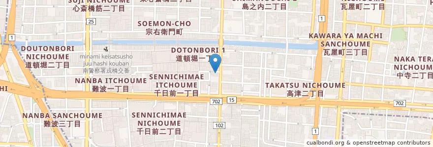 Mapa de ubicacion de PELTO en 日本, 大阪府, 大阪市, 中央区.