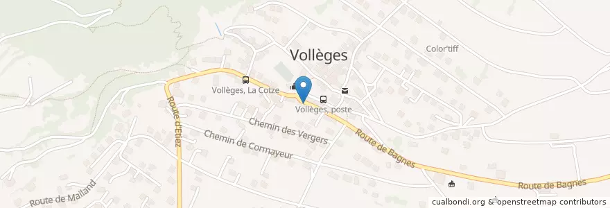 Mapa de ubicacion de Café Central en Zwitserland, Valais/Wallis, Entremont, Vollèges.