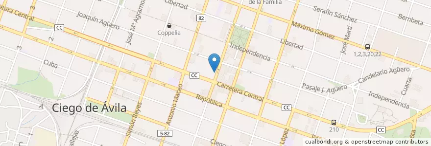 Mapa de ubicacion de Santiago-Habana en キューバ, Ciego De Ávila, Ciego De Ávila, Ciudad De Ciego De Ávila, Ciudad De Ciego De Ávila.