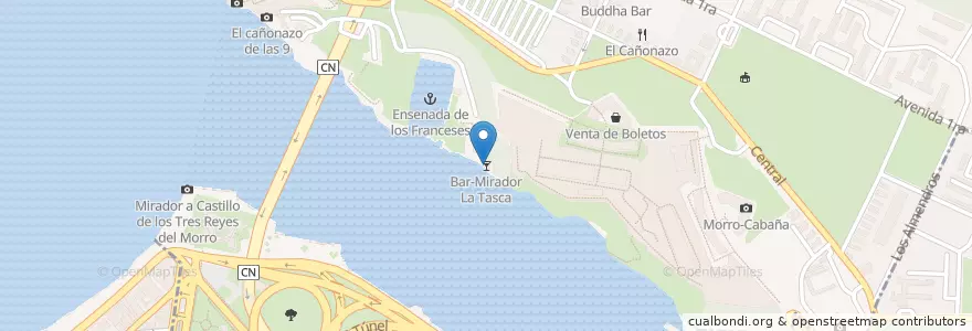 Mapa de ubicacion de Bar-Mirador La Tasca en Cuba, La Habana.