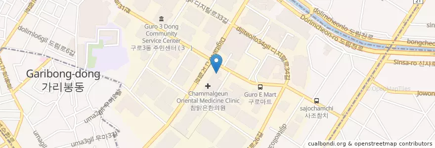 Mapa de ubicacion de 버거킹 en Korea Selatan, 서울, 구로구.