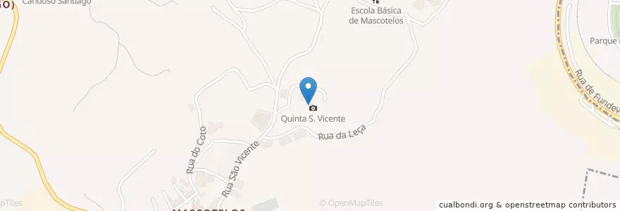 Mapa de ubicacion de Quinta S. Vicente en Portugal, Norte, Braga, Ave, Guimarães, Candoso (São Tiago) E Mascotelos.
