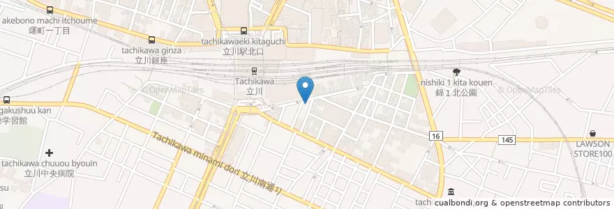 Mapa de ubicacion de 天下一油そば 立川店 en Japón, Tokio, Tachikawa.