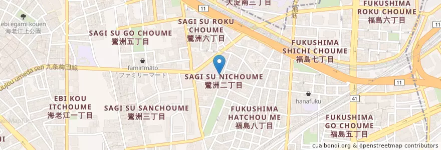 Mapa de ubicacion de MIO en ژاپن, 大阪府, 大阪市, 福島区.