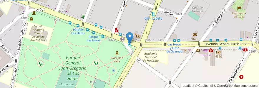 Mapa de ubicacion de 230 - Parque Las Heras II en Argentinien, Ciudad Autónoma De Buenos Aires, Comuna 2, Buenos Aires.