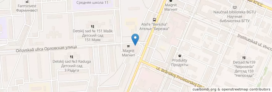 Mapa de ubicacion de Пивной ресторан "Бухтиловъ" en Rusland, Centraal Federaal District, Oblast Brjansk, Брянский Район, Городской Округ Брянск.