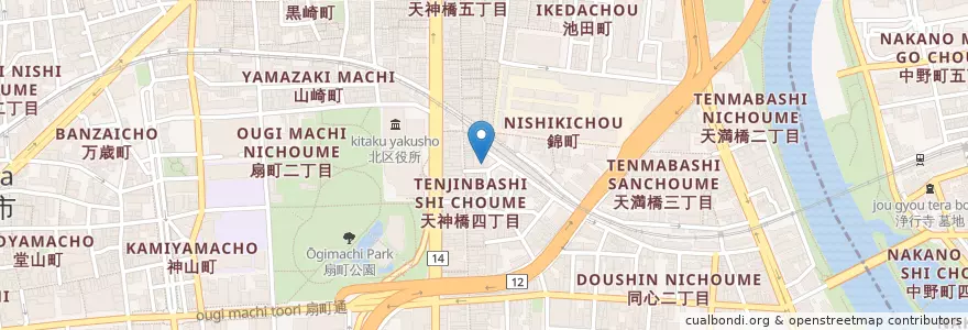 Mapa de ubicacion de 天満プランタン en Japon, Préfecture D'Osaka, 大阪市, 北区.