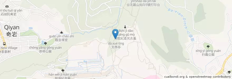 Mapa de ubicacion de 大學亭 en 臺灣, 新北市, 臺北市, 北投區.