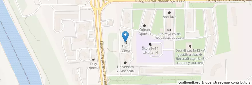 Mapa de ubicacion de Любопытный Сёма en Rússia, Distrito Federal Central, Oblast De Moscou, Городской Округ Долгопрудный.