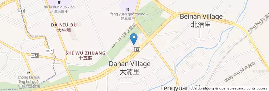 Mapa de ubicacion de 豐原消防分隊 en Тайвань, Тайчжун, 豐原區.
