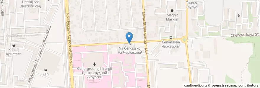Mapa de ubicacion de На Черкасской en Russia, South Federal District, Krasnodar Krai, Krasnodar Municipality.