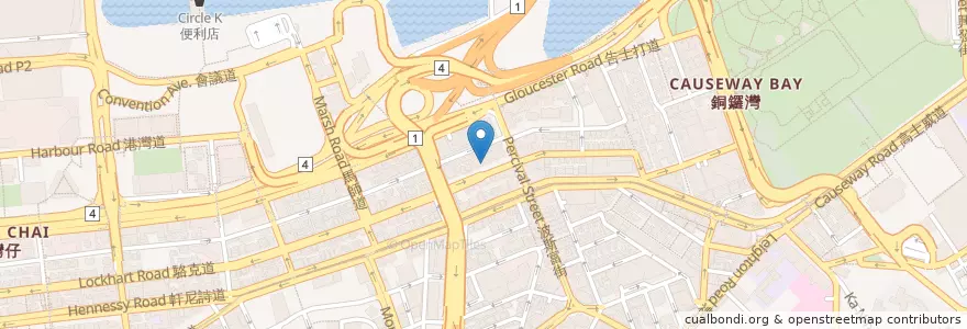 Mapa de ubicacion de 銅鑼灣廣場第二期停車場 Causeway Bay Plaza 2 Car Park en China, Guangdong, Hong Kong, Pulau Hong Kong, Wilayah Baru, 灣仔區 Wan Chai District.
