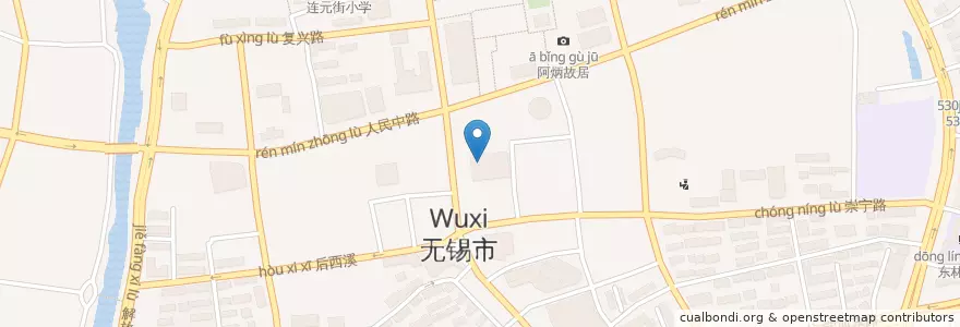 Mapa de ubicacion de 中国银行 en Cina, Wuxi, 梁溪区(Liangxi).