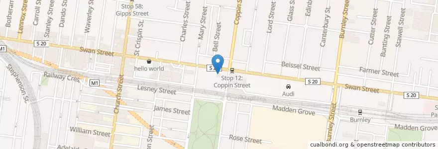 Mapa de ubicacion de KFC en Australia, Victoria, City Of Yarra.