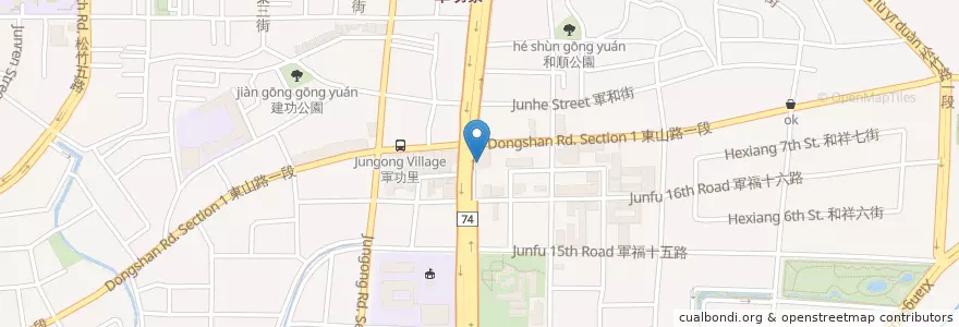 Mapa de ubicacion de 臺中軍功郵局 en Taiwan, Taichung, 北屯區.