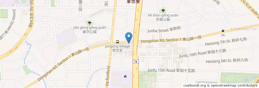 Mapa de ubicacion de 臺中市第二信用合作社 軍功分社 en 臺灣, 臺中市, 北屯區.