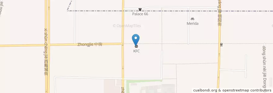 Mapa de ubicacion de KFC en China, Liaoning, Shenyang City, Shenhe District, Dadong District, Huangcheng Subdistrict.