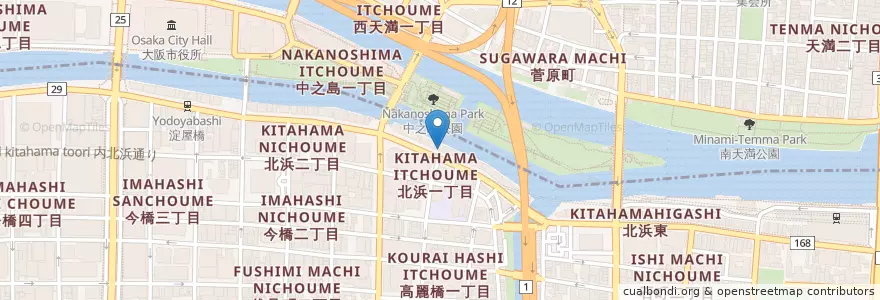 Mapa de ubicacion de 中田クリニック en Япония, Осака, 大阪市, 中央区, 北区.