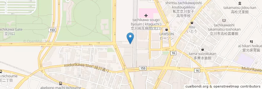 Mapa de ubicacion de 炭火焙煎珈琲 桜乃 en 일본, 도쿄도, 立川市.