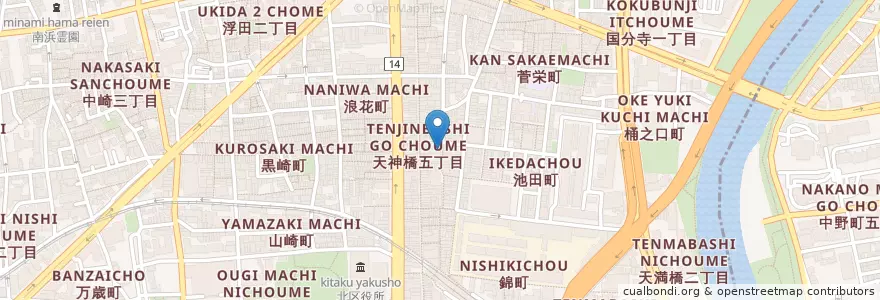 Mapa de ubicacion de ホルモンすすむ en 日本, 大阪府, 大阪市, 北区.